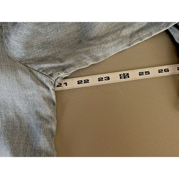 Rails Zimi Top Womens S Blue Linen Blend Chambray Long Sleeves Tie Flare Cuffs - Picture 12 of 13